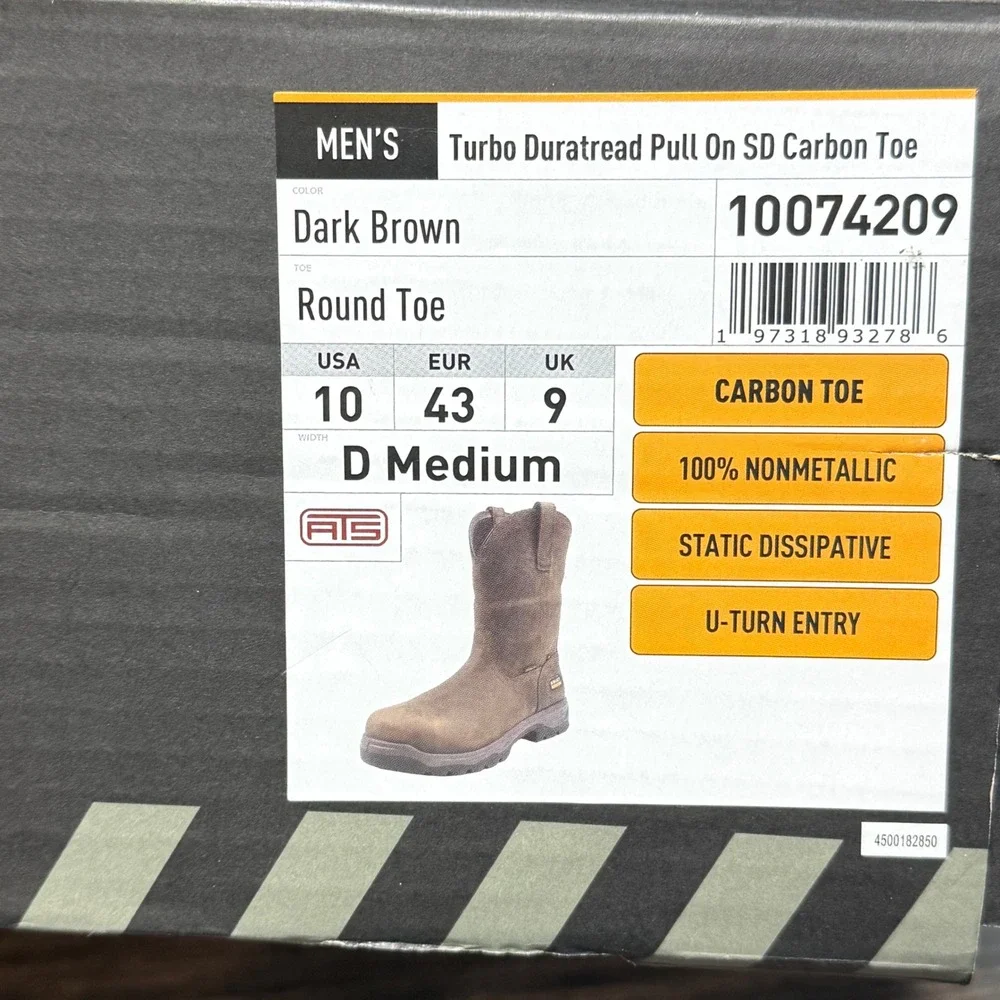 Ariat Turbo Duratread Pull On SD Work Boots Mens 10 Brown Carbon Toe 10074209
